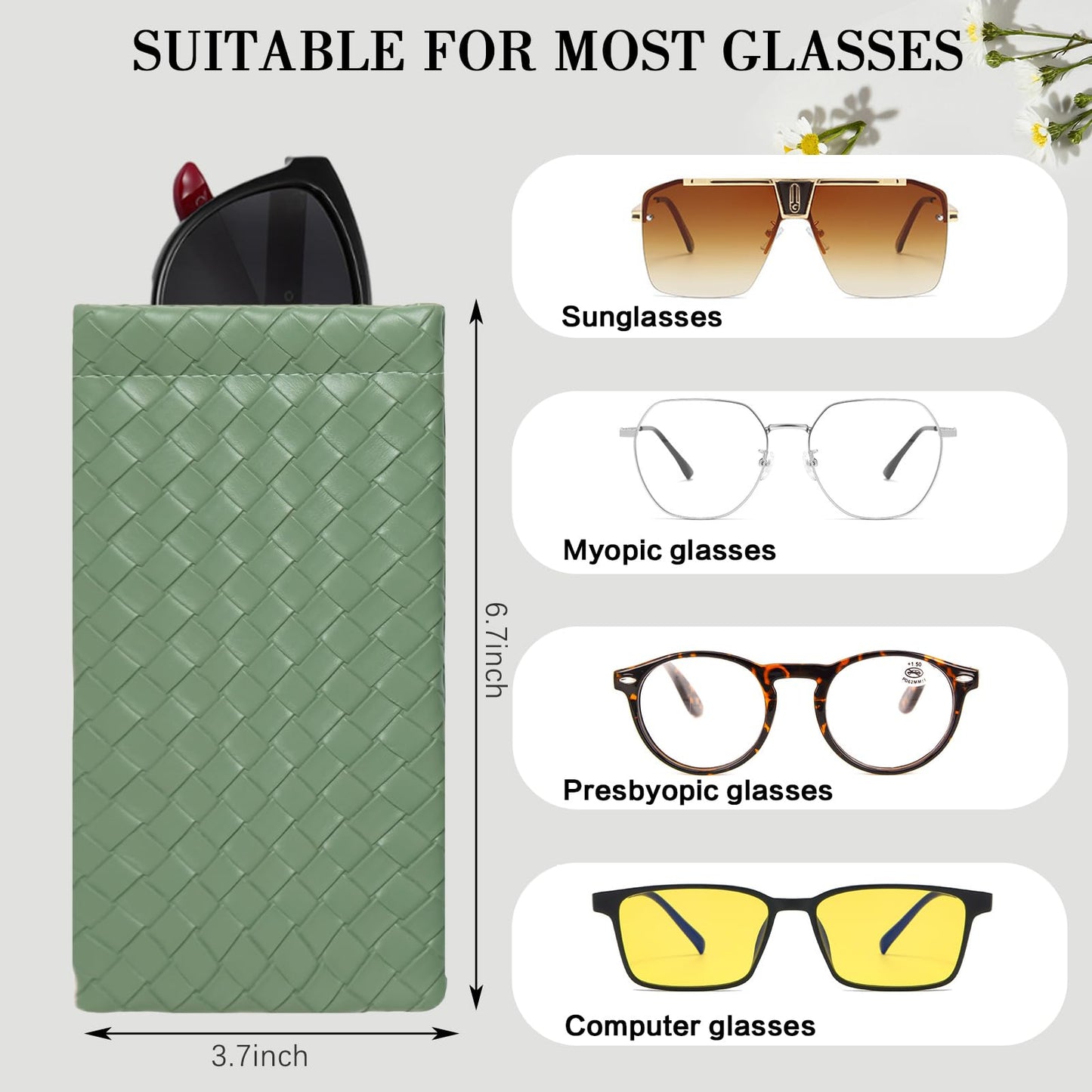 COMF-PRO Squeeze Top Sunglass Pouch - Portable Sunglass Organizer Pouch Bags Soft PU Leather Glasses 2 Pack