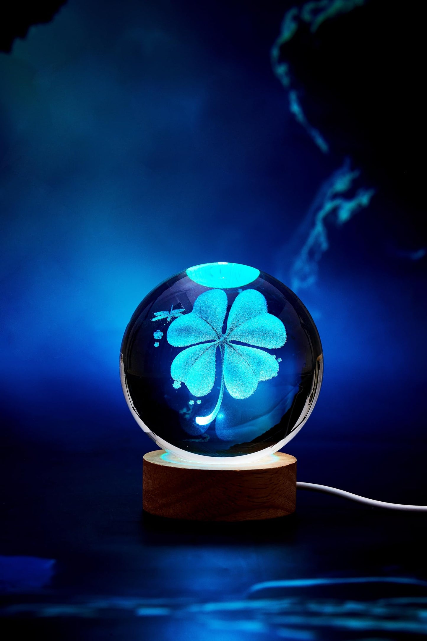 Conalisk 3D Four-Leaf Clover Crystal Ball Lamp,Lifelike 3D LED Clover Night Light,16 Colors Changing Light,Dimmable Remote Control,Clover Lamp Gift (Four-Leaf Clover)