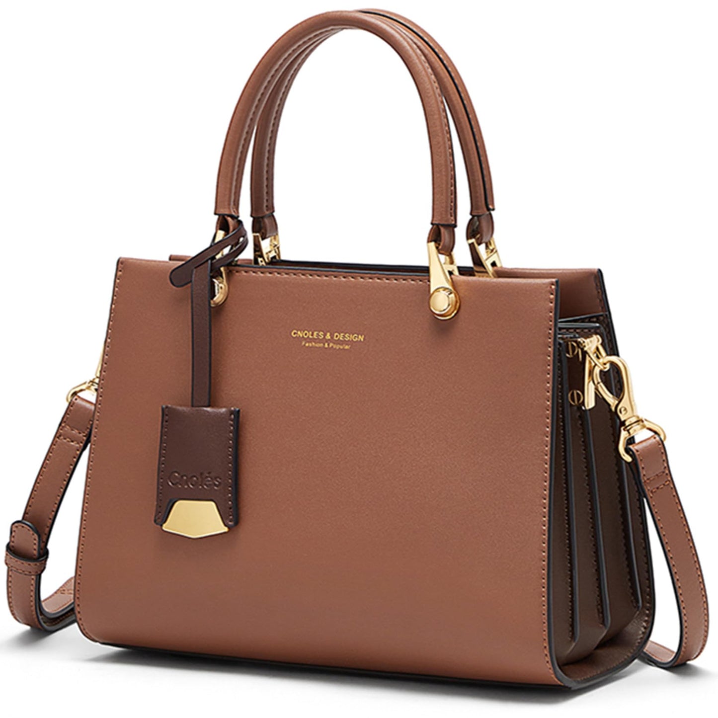 Cnoles Handbags for Women Fashion Leather Tote Shoulder Bags Ladies Handle Satchel Purse Brown