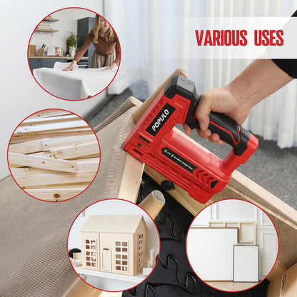 POPULO Electric Staple Gun 5 in 1 Band Nailer, 4V Rechargeable Cordless Stapler, Pin Nail Gun Battery Powered with 2,000 Staples and Nails, Power Wire Staple Gun for Home, Wood, Upholstery, DIY