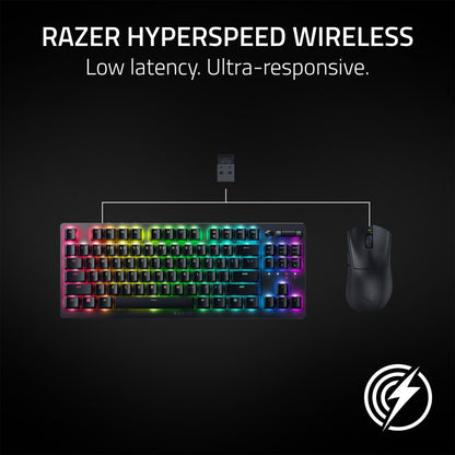 Razer DeathAdder V3 HyperSpeed Wireless Gaming Mouse: 55g Lightweight - USB C Charging - Up to 100 Hr Battery - Advanced 26K Optical Sensor - Gen-3 Optical Switches - 8 Programmable Controls - Black