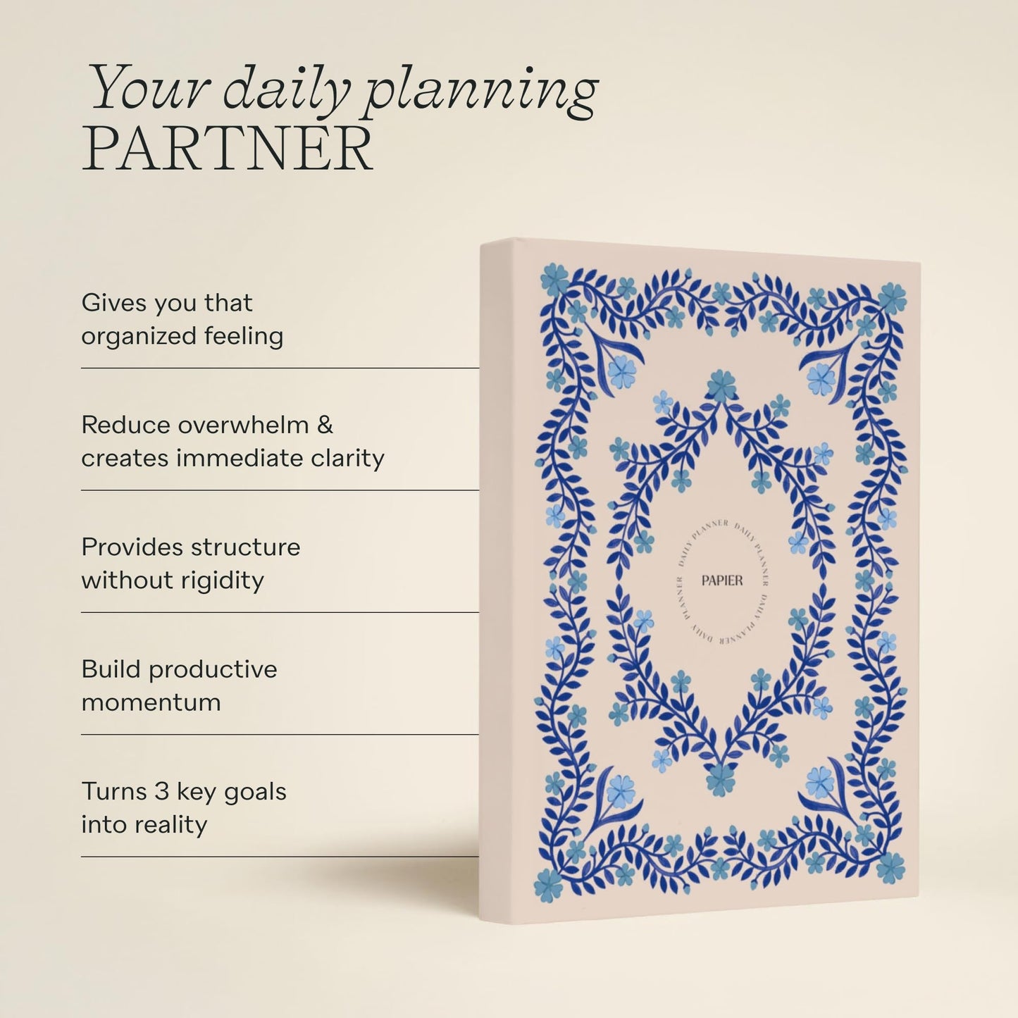 Papier Italian Summer Daily Planner - Hardback Vintage Design | Track Habits, Thoughts, To-Dos & Priorities | Motivational Gift