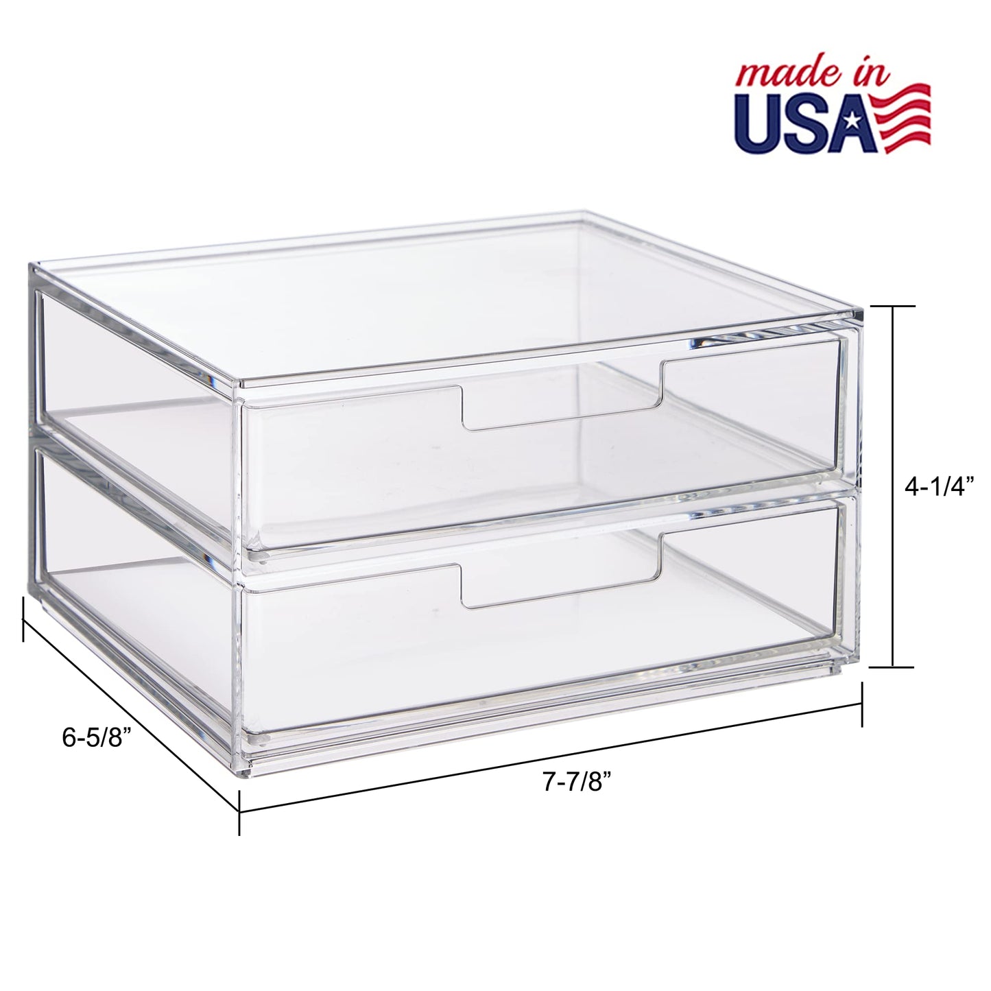 STORi Chloe Space-Saving Clear Drawer Organizer (4 Wide Drawers) Sort Office, Kitchen, Beauty Supplies, Makeup, Pens, Jewelry, Stationary, Made in USA
