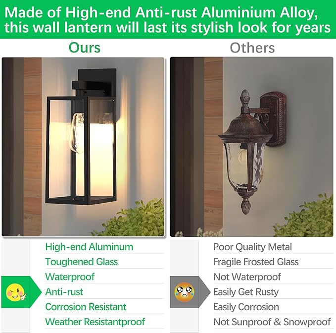 MAXvolador Outdoor Wall Lantern, Extra Large Exterior Waterproof Wall Sconce Light Fixture, Black Anti-Rust Mount Lighting, E26 Base Porch Lamp