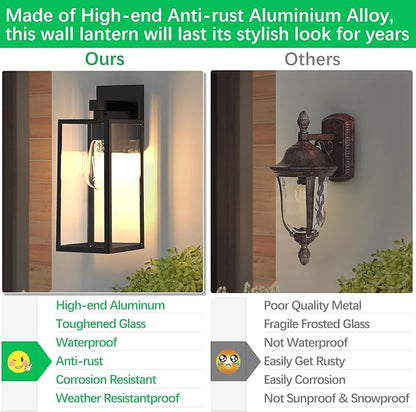 MAXvolador Outdoor Wall Lantern, Extra Large Exterior Waterproof Wall Sconce Light Fixture, Black Anti-Rust Mount Lighting, E26 Base Porch Lamp