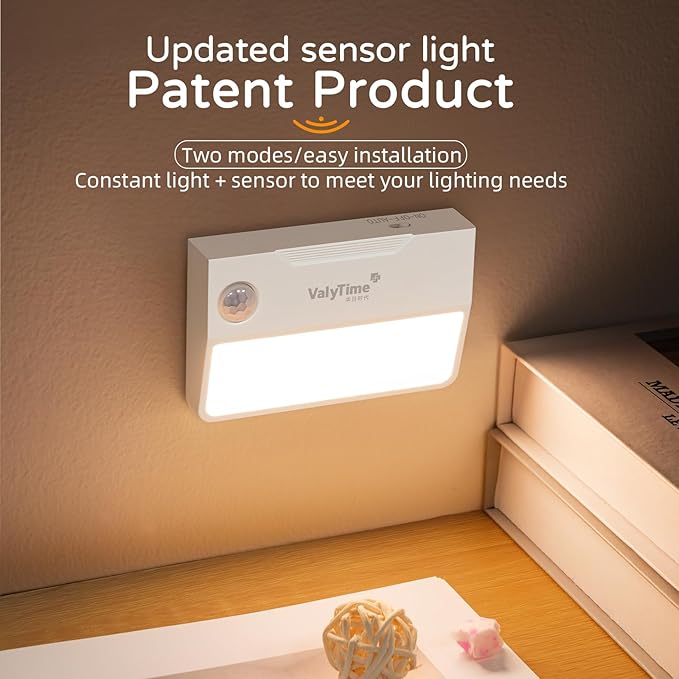 3 Pack Motion Sensor Night Light, Rechargeable Stair Lights Indoor, Warm White Motion Sensor Light Indoor, Battery Operated Night Light for Hallway, Stairway, Bathroom, Bedroom, Kitchen