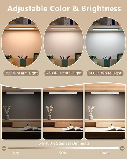 Under Cabinet Lighting, LED Rechargeable Motion Sensor Closet Lights, 3 Color Temps Under Counter Lights, Wireless Dimmable Magnetic Battery Operated Light Indoor for Kitchen, Stairs, Pantry