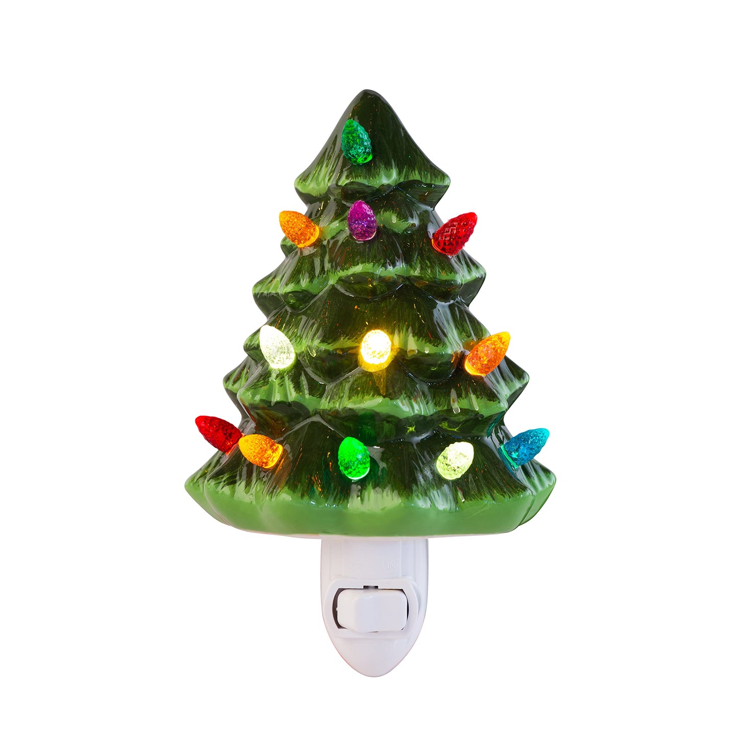 Creative Hobbies Christmas Tree Night Light - Plug in Ceramic Vintage Night Light with LED Bulb