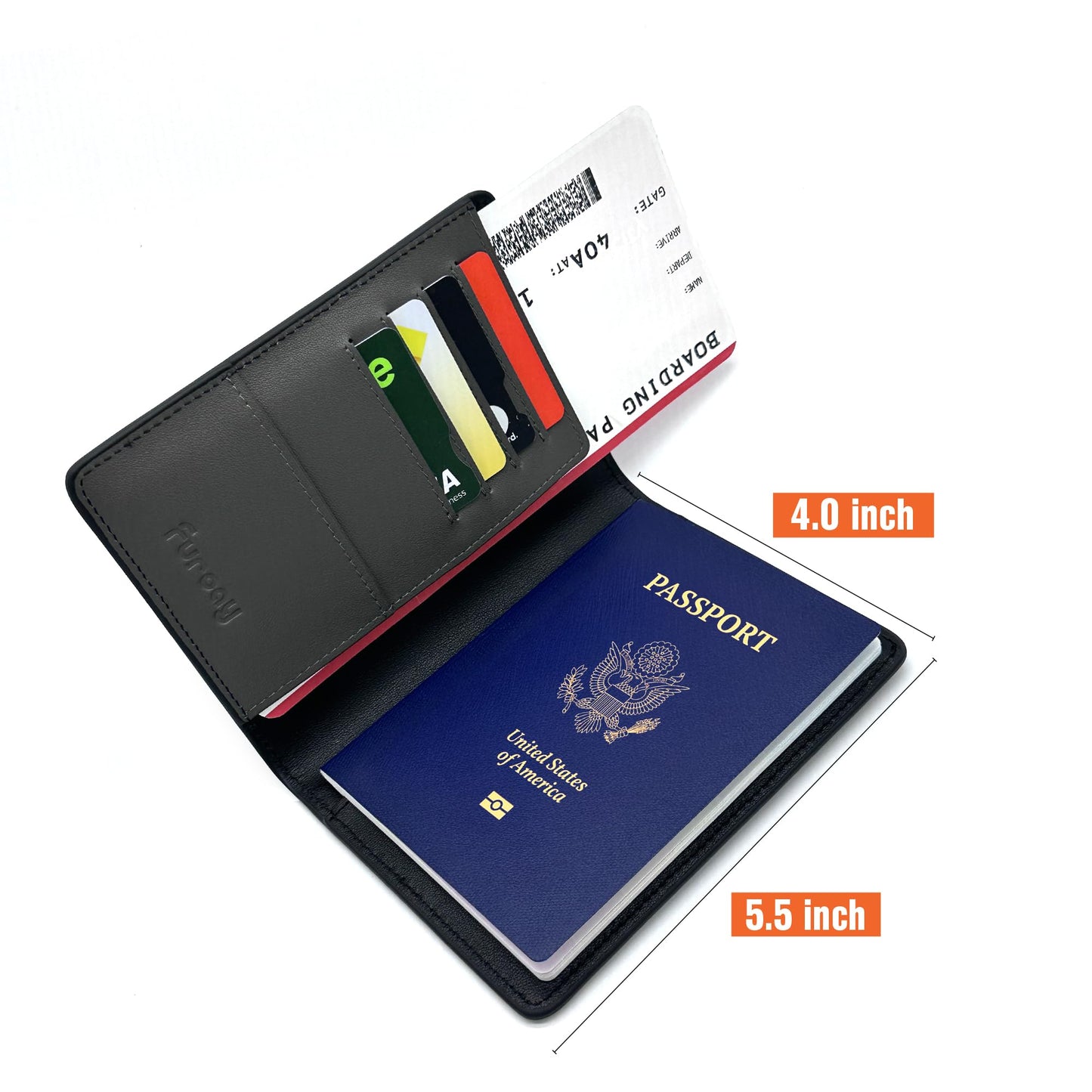 Slim Nappa Leather RFID blocking Passport Cover for Men and Women (Black/Gray)