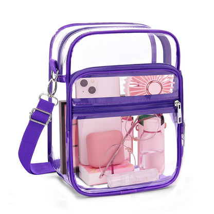 Blvornl Clear Crossbody Bag with Adjustable Shoulder Strap, Stadium Approved PVC Purse Bag, Messenger Bag
