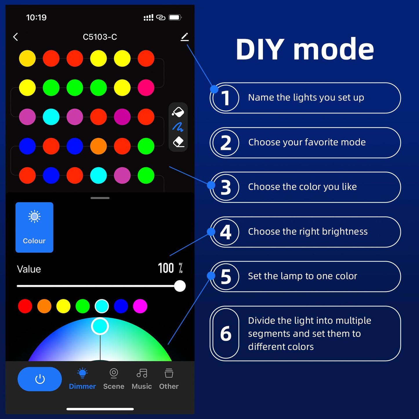 Permanent Outdoor Lights, 50ft Smart RGB Outdoor Light, 36 LED Eaves Lights with 54 Scene Mode, IP67 Waterproof for Halloween, Christmas, New Year, Holidays, Daily Lighting, APP Voice Remote Control