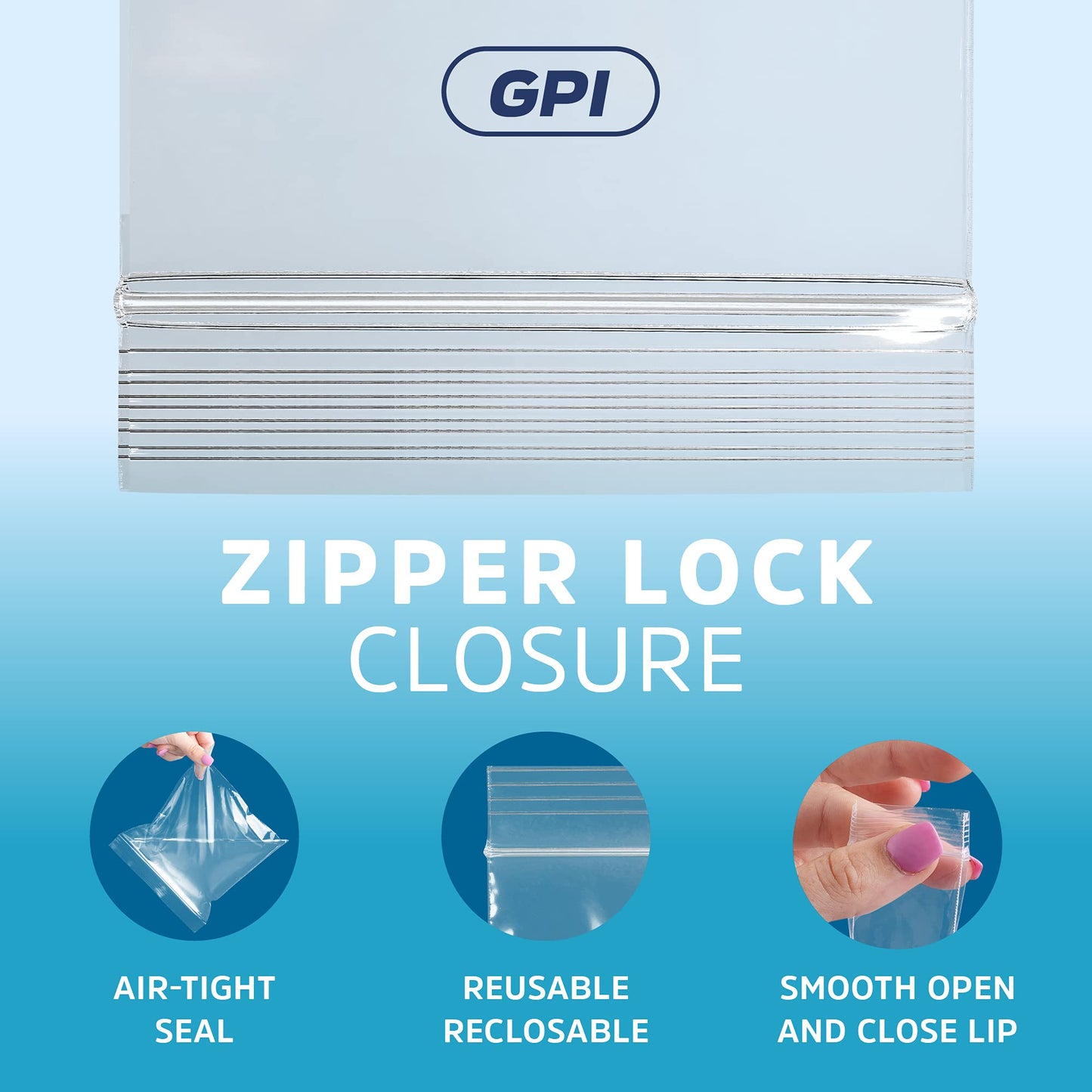 GPI - 9" x 12" - 100 Pack, 2 Mil thick, Large, Clear Plastic Reclosable Zip Bags, Hang Hole For Display, Durable Poly Baggies with Resealable Zip Top Lock for Storage, Packaging & Shipping