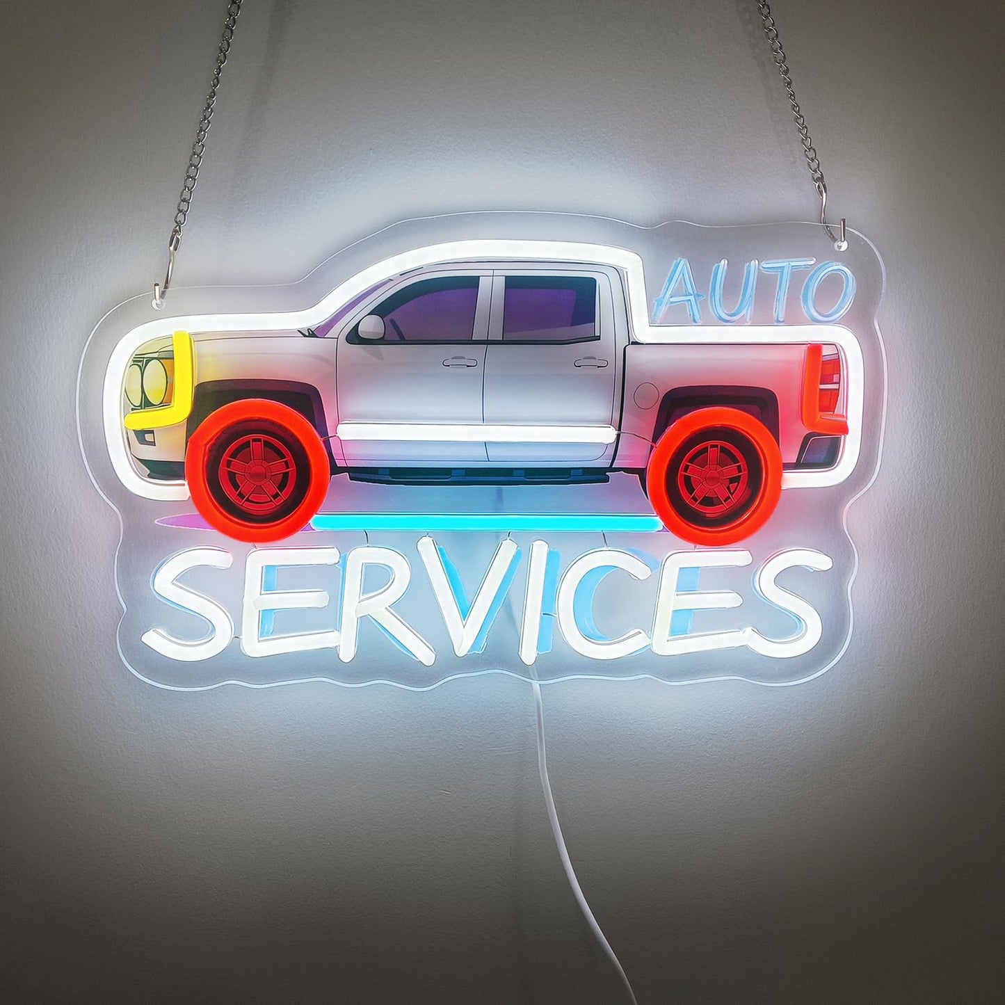 LED Neon Auto Repair Service Signs Light Up Car Vehicle Repair Lights Sign for Auto Supplies Shop Garages Men Cave Workshop Business Winow Wall Decor Gifts