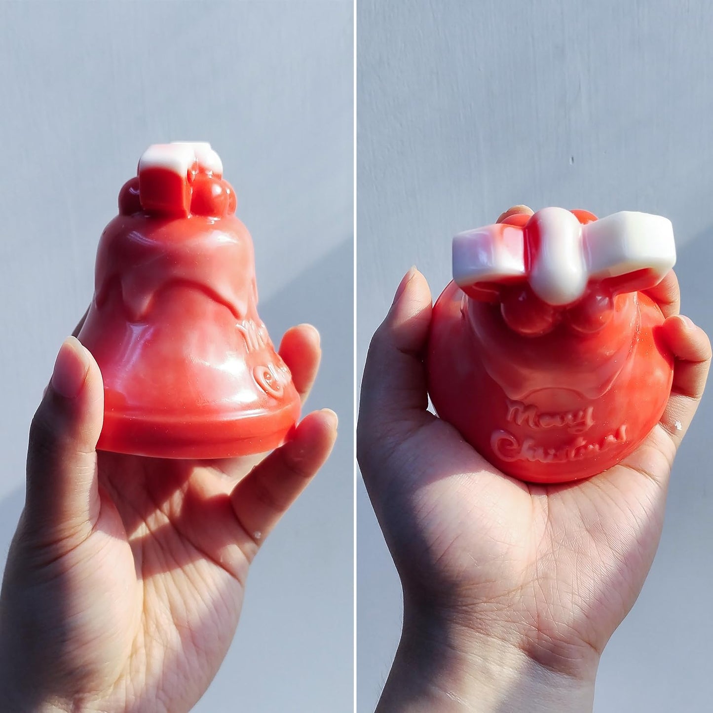 Wehous 2PCS Christmas Bell Silicone Molds for Resin Candle Soap Making, 3D Bell Candle Molds for Candle Making, Christmas Ornament Keychain Pendant Wall Hanging Car Freshie Art Craft Mold Kit Decor