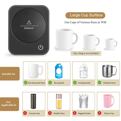 VOBAGA Mug Warmer Set, Coffee Warmer for Desk with 11oz Ceramic Mug, Auto Shut Off & 3-Temp Settings, Smart Coffee Cup Warmer, Home Office Essentials Coffee Set