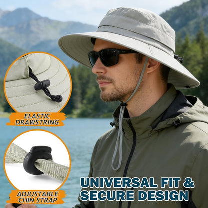 Men's UPF 50+ Waterproof Wide Brim Boonie Hat, Sun & Rain Protection Beige