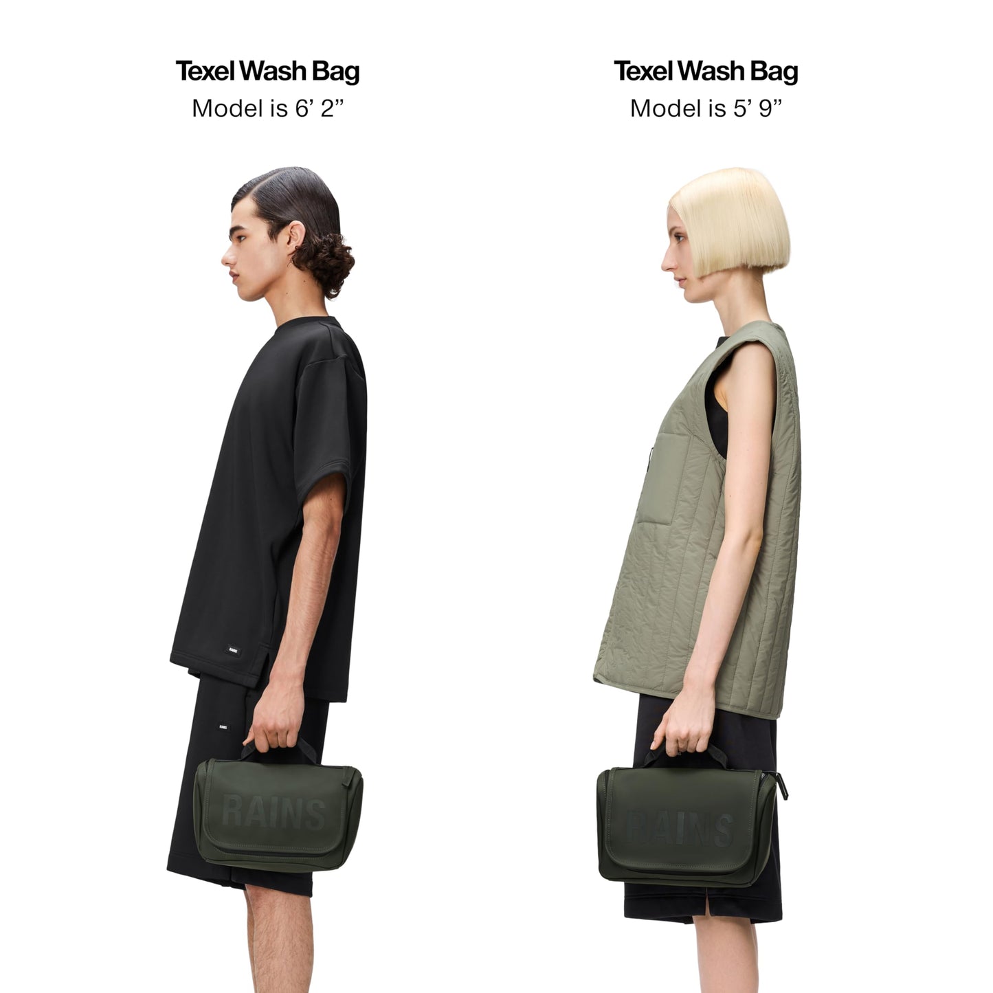 RAINS Texel Wash Bag – Green Waterproof Toiletry Travel Organizer for Men and Women - Wash Bag with Zip Closure and Multiple Compartments – 2 Year Warranty
