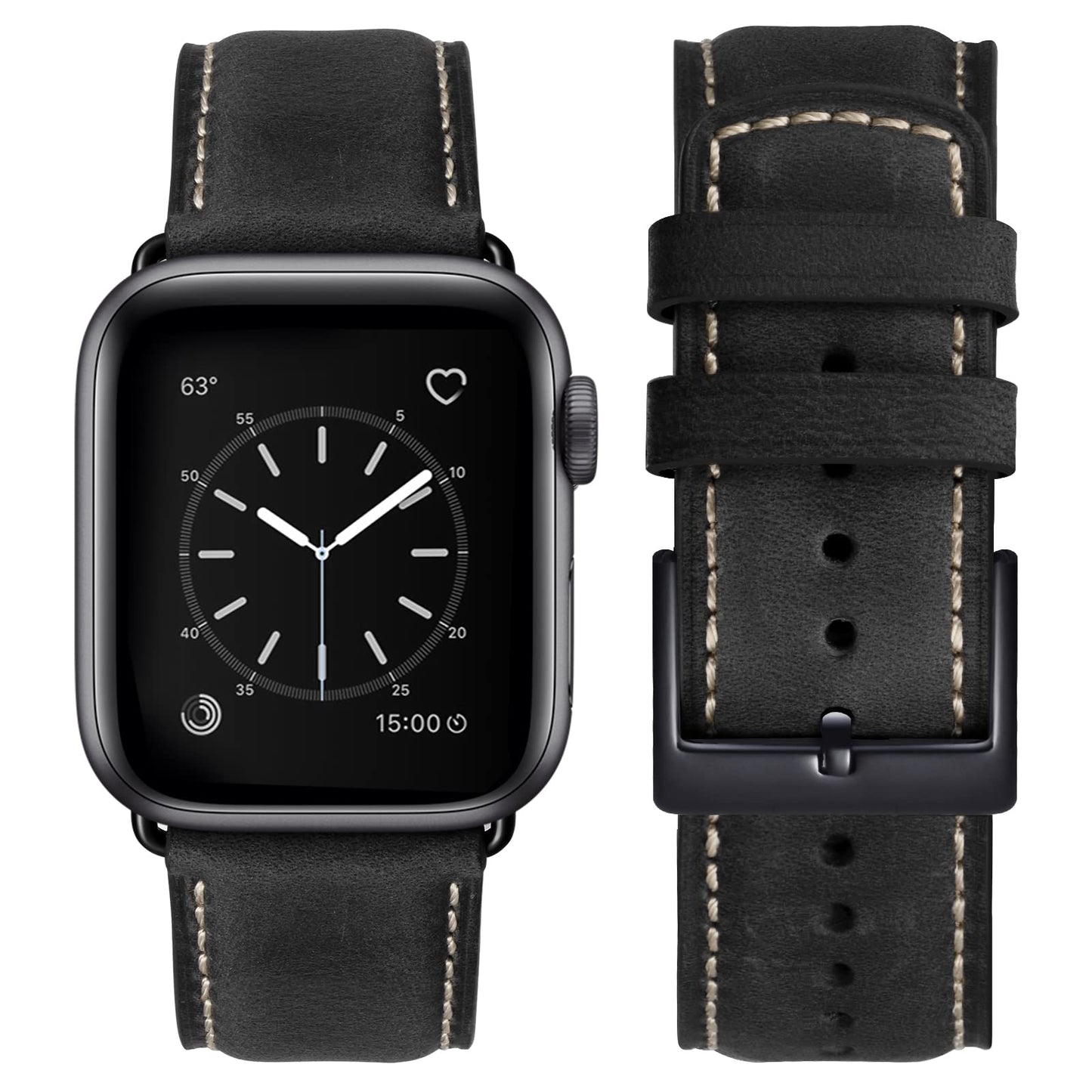 SUNFWR Leather Bands Compatible with Apple Watch Band 42mm(Series 3 2 1) 44mm 45mm 46mm 49mm for Men Women, Top Grain Genuine Leather Replacement Strap for iWatch Ultra 3 2 1, SE3 2 1, Series 11 10 9 8 7 6 5 4 3 2 1