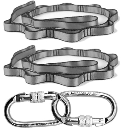PRIOR FITNESS Yoga Straps Aerial Hammock Accessory Set, 2pcs Carabiner + 2pcs Daisy Chain r, Aerial Silk Hardware with Carabiner Daisy Chain for Yoga Swing Pilates
