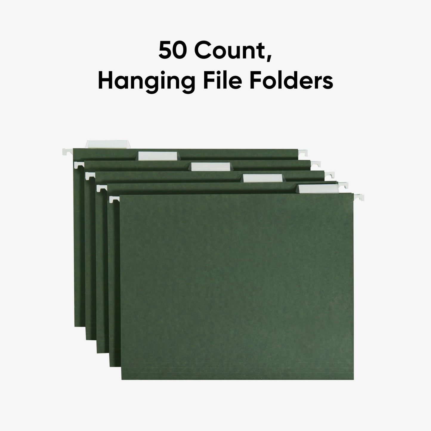 Smead Hanging File Folder, 1/5-Cut Adjustable Tab, Letter Size, Standard Green, Hanging Folders for Filing Cabinets, File Organizer Folder, 50 Count