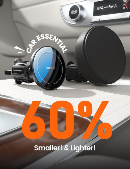 Lamicall for MagSafe Car Mount Charger - [2025 Ultra Magnet] 15W Wireless Car Phone Holder Charger - HandsFree Magnetic Phone Holders for Your Car Vent for iPhone 16 15 14 13 Pro Max Mag Safe Case