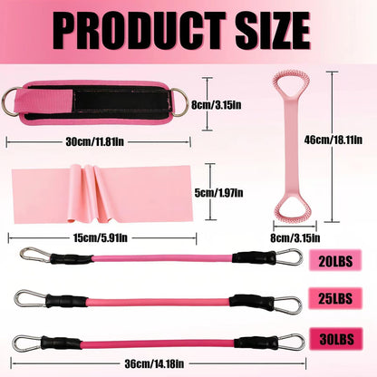 Ankle Resistance Bands with Cuffs (Pink Set)