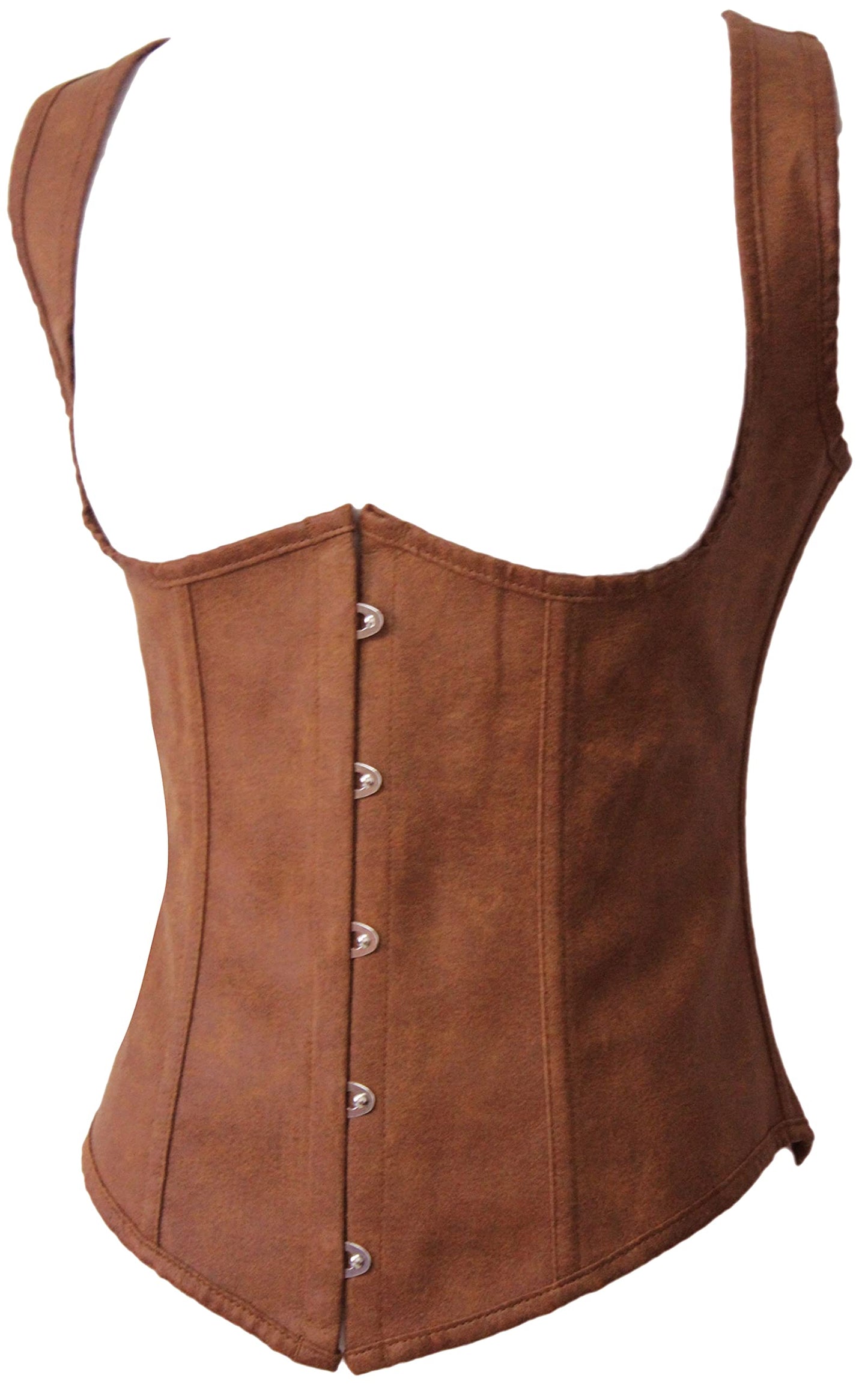Alivila.Y Fashion Womens Faux Leather Steampunk Underbust Steel Boned Corset 2672A-Brown-L