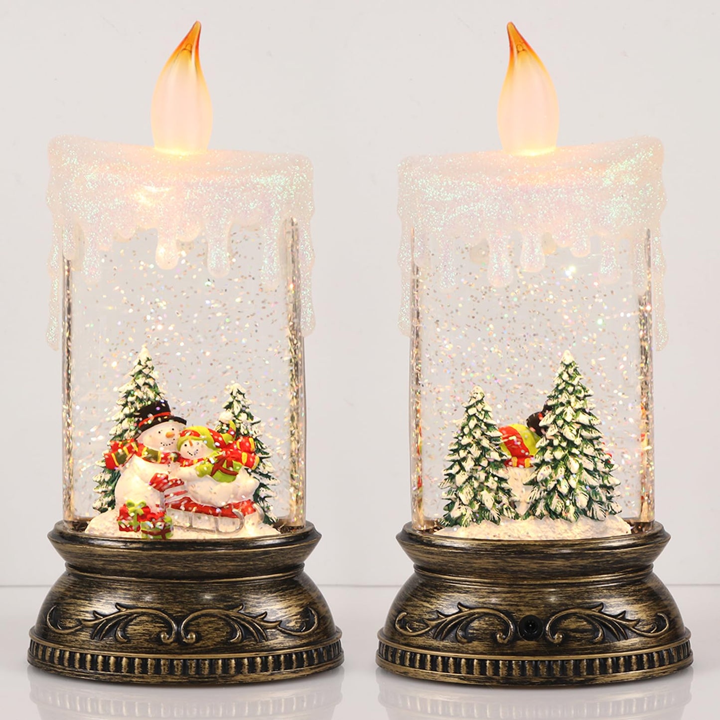 Eldnacele Musical Snow Globe Lantern with Timer Battery Operated & USB Powered Lighted Snowman Singing Snow Globe Christmas Decor