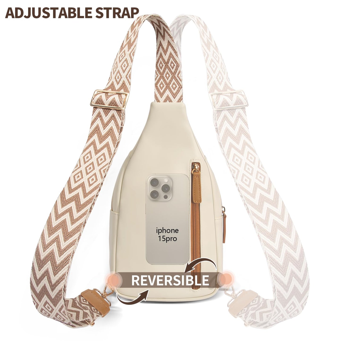 OSOCE Crossbody Bags for Women Sling Bag Anti Theft PU Leather Travel Chest Purse Small Adjustable Strap Fits Large Phone