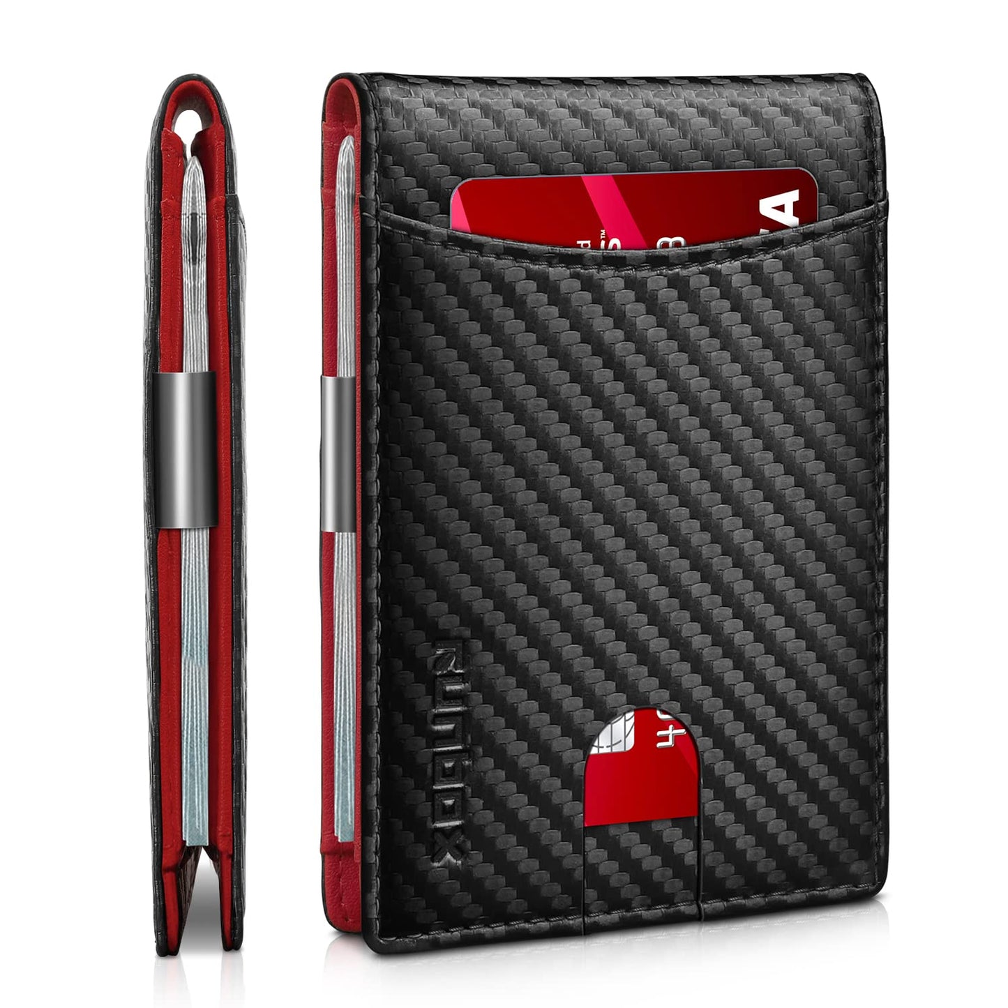 RUNBOX Slim Money Clip Wallets for Men RFID Blocking 11 Card Holder Minimalist Small Leather Bifold Novelty Men's Wallet Front Pocket Gift Box