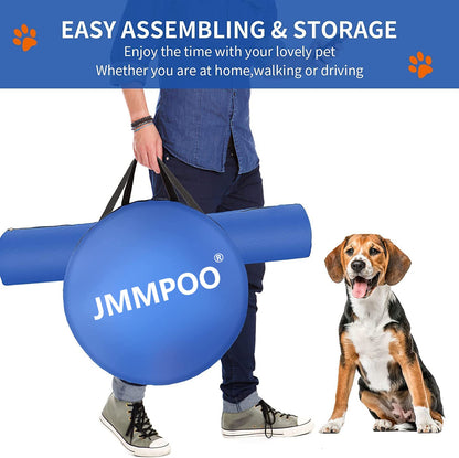JMMPOO Dog Agility Training Equipment, 60-piece Dog Obstacle Course Training Starter Kit Pet Outdoor Game with Tunnel, Agility Hurdle, Weave Poles, Jump Ring, Pause Box, Toy Balls and Storage Bag