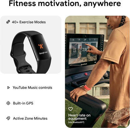 Fitbit Charge 6 Activity Tracker Heart Rate Monitoring, 7-Day Battery, Integrated Google Apps, Maps & Wallet, in-Depth Health Insights, Activity & Sleep Analysis, S & L Bands Included, Obsidian/Black