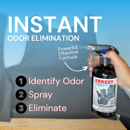 Arrest My Vest Military Grade Odor Eliminating Spray for Body Armor, Tactical Gear, and K9 Equipment. Safe on All Ballistic Vests, Fabrics, & Police Gear - 6 Pack of Midnight 4 oz Bottles