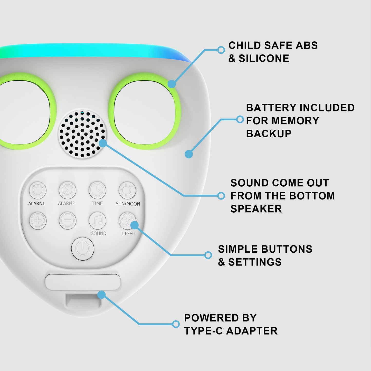 ANALOI Alarm Clock for Kids, Kids Alarm Clock Ok to Wake Cute Night Light for Bedroom, Toddlers Sleep Training Clock Stay in Bed, Dinosaur Birthday Gift for Kids Boys Girls