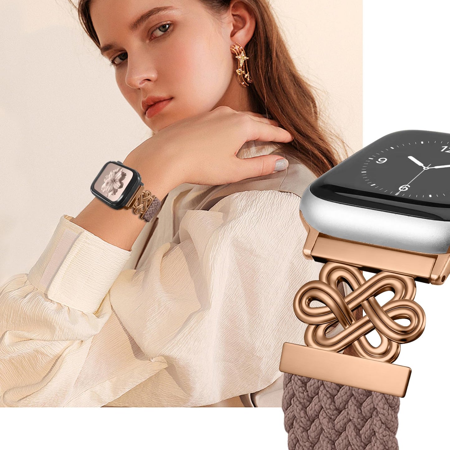 Chinber Braided Band Compatible with Apple Watch Bands 40mm 38mm 41mm 42mm 44mm 45mm 46mm 49mm, Magnetic Clasp Fabric Nylon Interlock Buckle Straps for iWatch Ultra Series 10/9/8/7/6/5/4/3/2/1/SE