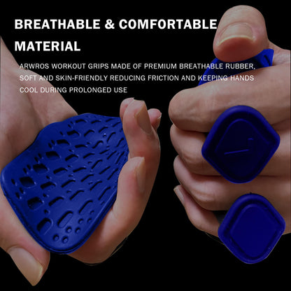 ARWROS Upgraded Anti-Slip Workout Grips - Widened and Thickened Rubber Hand Protector Ryptfit Grips for Weightlifting, Pull-ups, Gym Training and Workouts, for Men and Women (Blue)