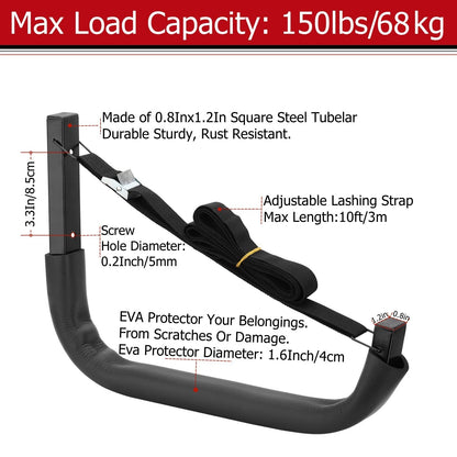 Kayak Storage Hooks, Wall Mount Garage Canoe Storage Hangers for Kayaks or Paddleboards, Heavy Duty Wall Rack (150LBS Capacity)