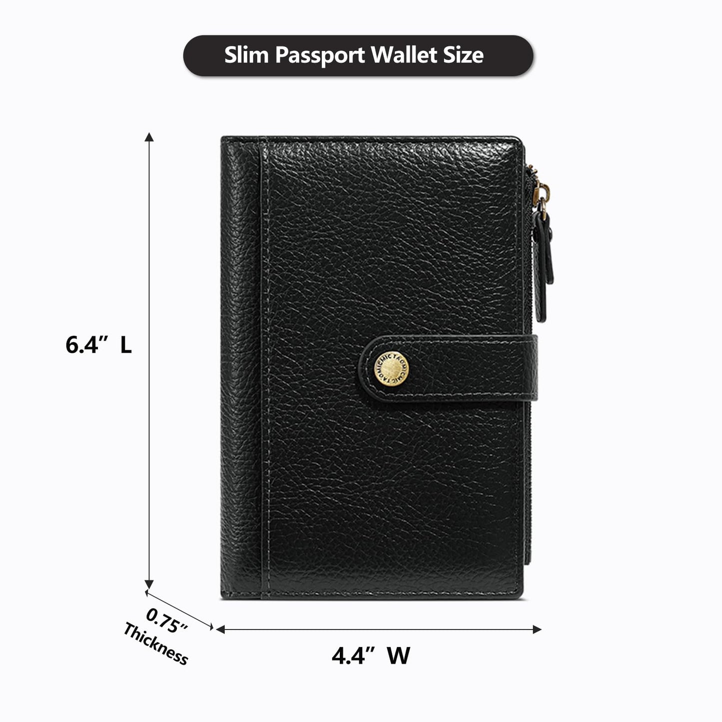Slim RFID Blocking Passport Holder Wallet,PU Leather Travel Card Organizer,Lightweight Passport Case for Women Men (Black)
