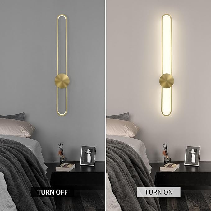 JAYMP Modern Wall Sconce Dimmable LED Wall Light Fixture, Hardwired Wall Lamp for Living Room, Dining Room, Bedroom, Hallway, Lobby, Entryway (Brushed Gold, H56cm/22inch)