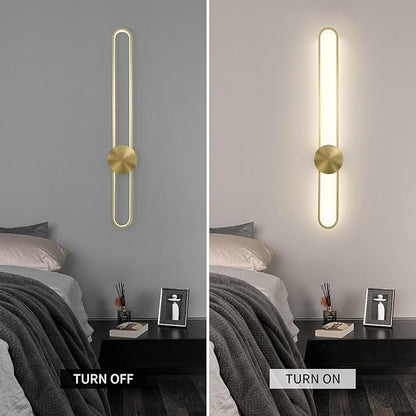JAYMP Modern Wall Sconce Dimmable LED Wall Light Fixture, Hardwired Wall Lamp for Living Room, Dining Room, Bedroom, Hallway, Lobby, Entryway (Brushed Black, H56cm/22inch)