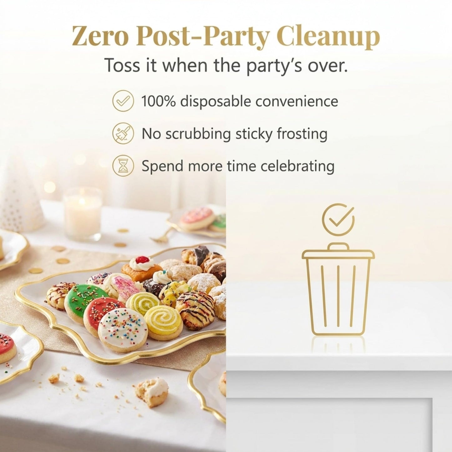 Gift Boutique Decorative Trays 10 Pack Gold Rim Display Platters Cardboard 9 x 13 Inch Wedding Birthday Party Dessert Decor