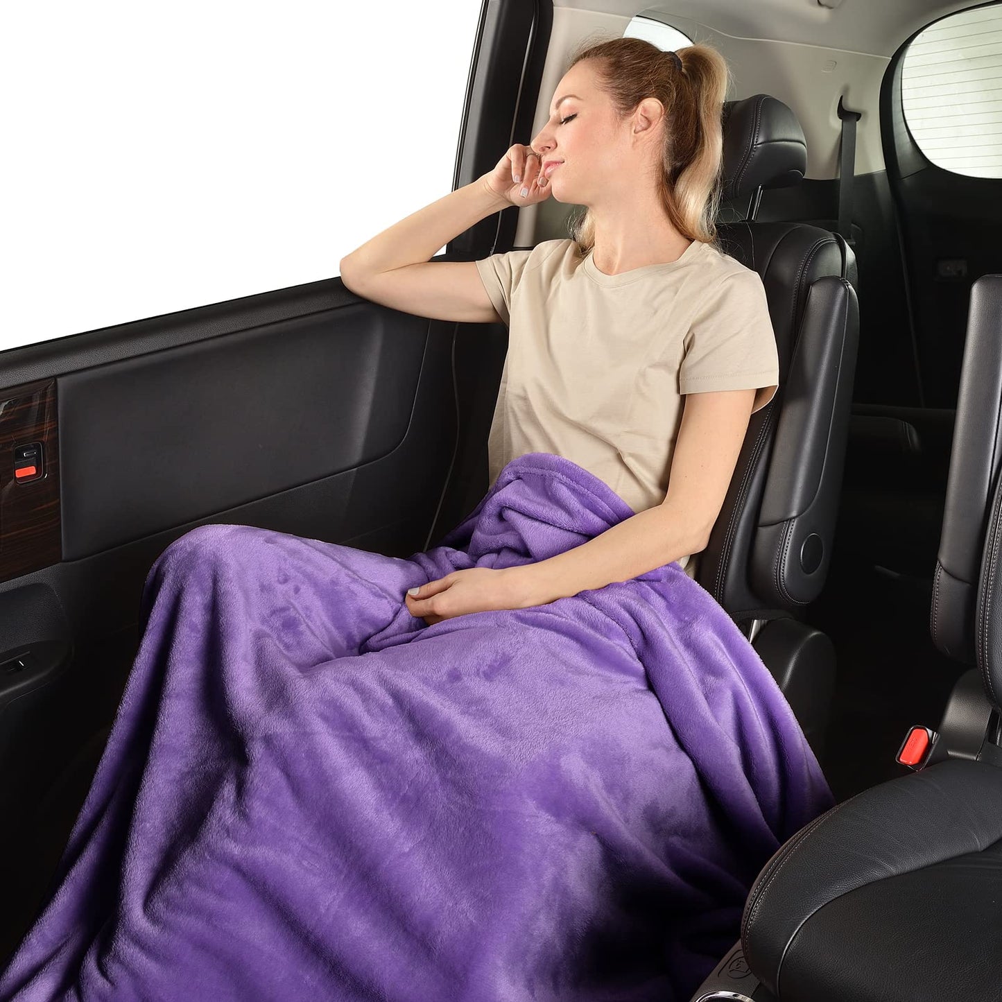 SOCHOW Flannel Fleece Blanket Twin Size, All Season Lightweight Super Soft Cozy Blanket for Bed or Couch, Purple 60inch X80''