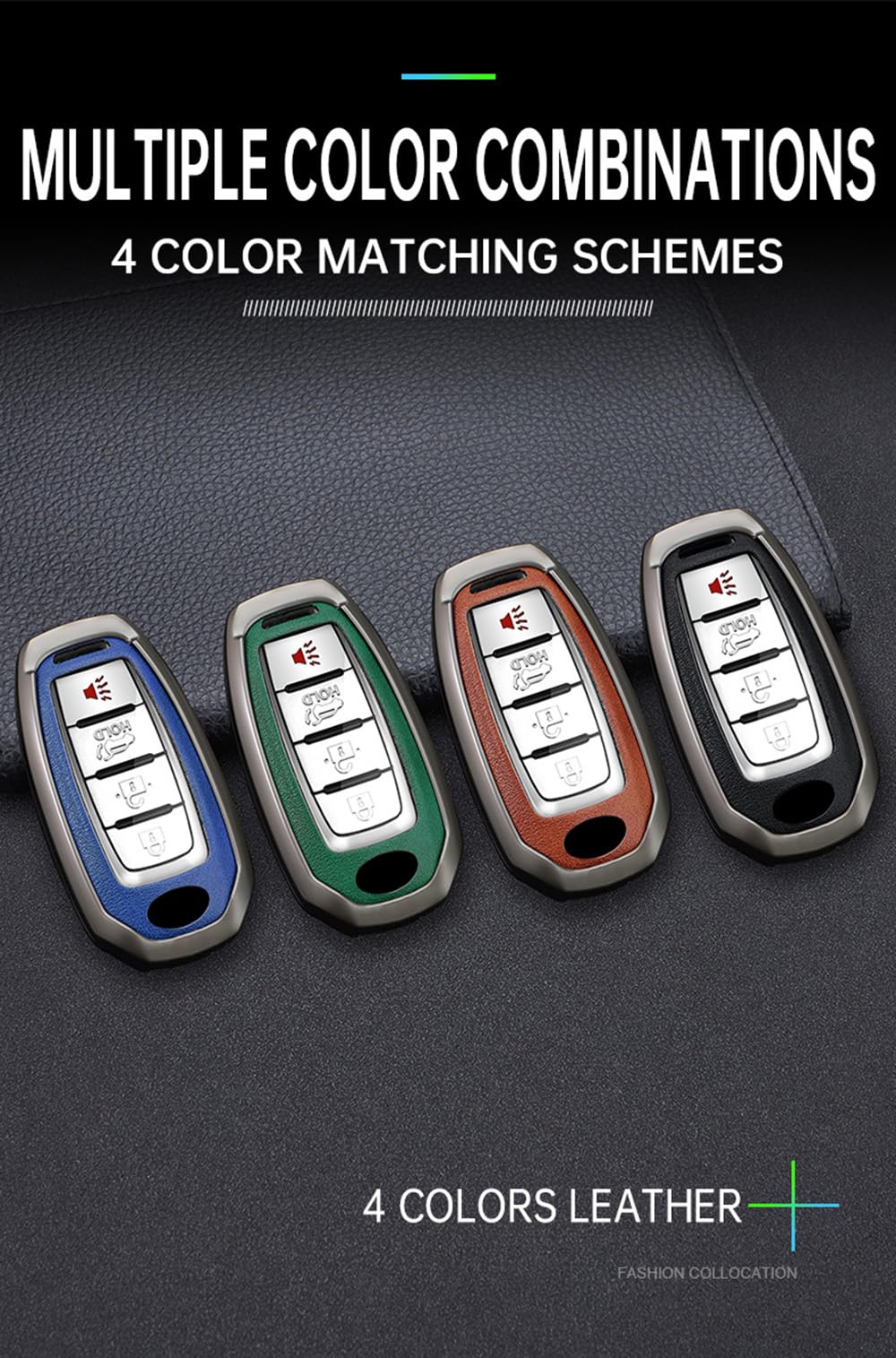 TECART 5-Button Car Key Fob Cover Fit for Infiniti Key Case Protector Keychain Holder Fit for Q50 Q60 QX50 QX55 QX60 Black