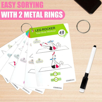 Pilates Ring Workout Cards - 58 Exercises & 4-Week Challenge | Includes 2 Rings & Mat for Home or Gym