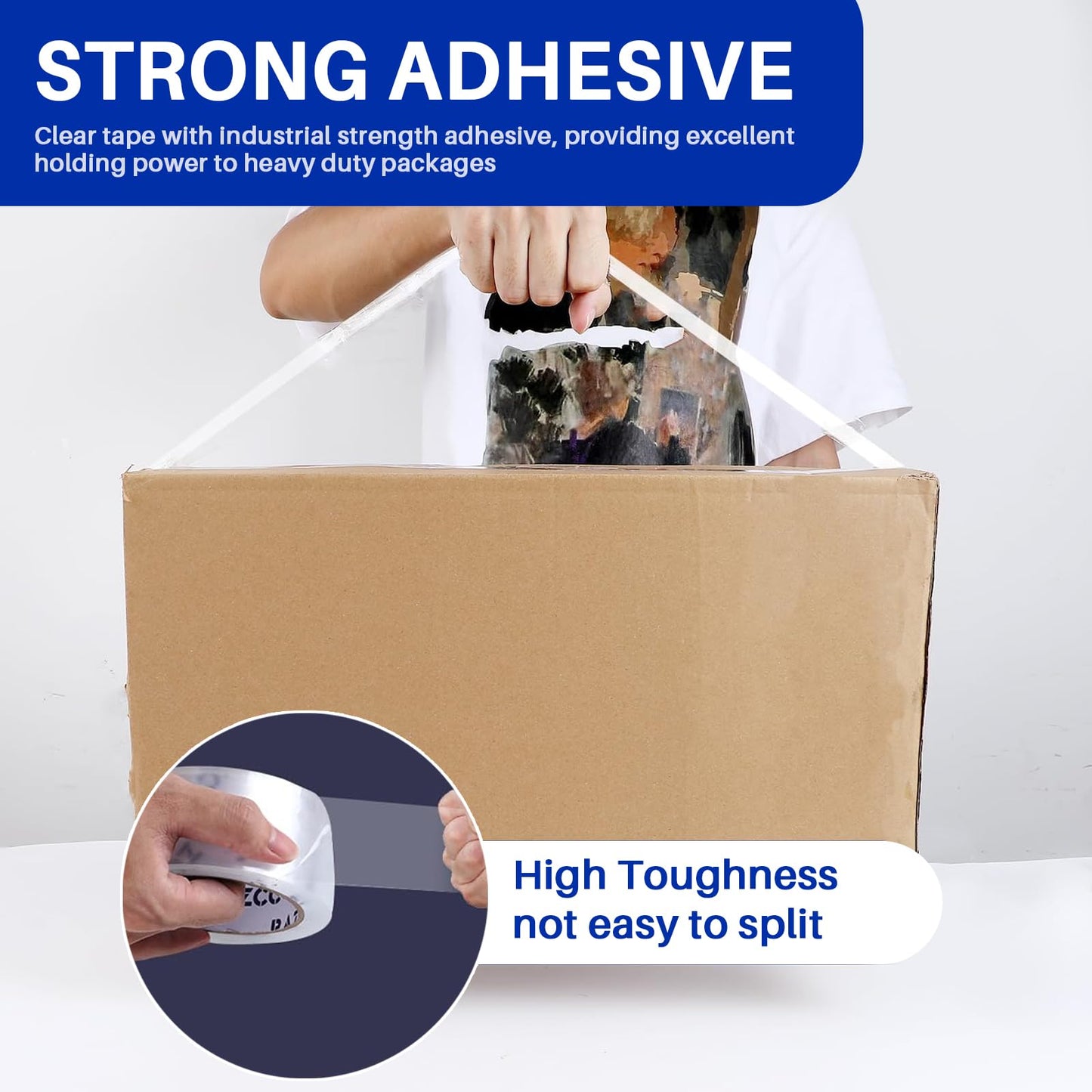 RAZCC Clear Packing Tape, 36 Rolls Heavy Duty Packaging Tape with Dispensers for Packing Shipping Moving and Sealing, Thicker Packing Tape-2" x 65 Yards Per Roll, 2340 Total Yards