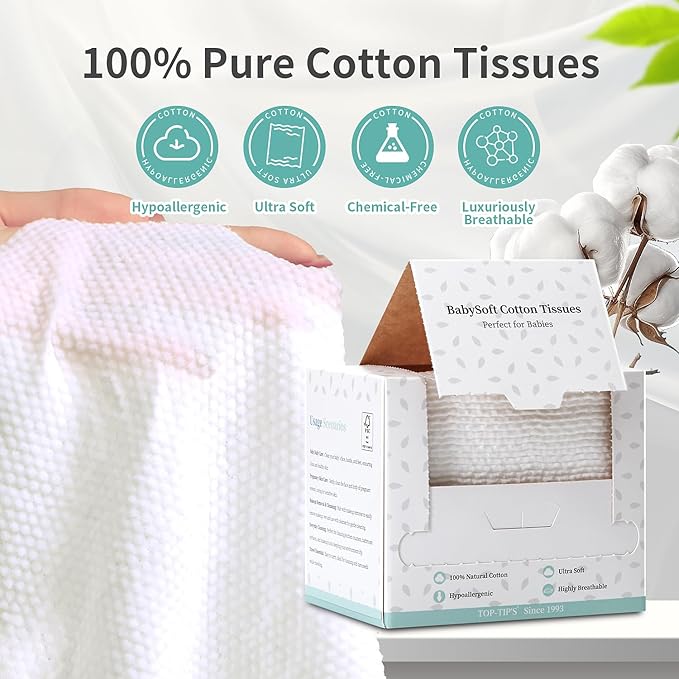 Disposable Face Towel 4 Boxes, 100% Pure Cotton, Soft & Skin Friendly Face
