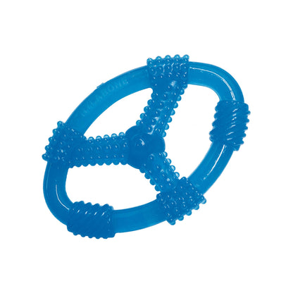 Nylabone Spin Tug & Play Puppy Chew Ring Toy, Toys for Teething Puppies, Peanut Butter Flavor, Blue, Medium - Up to 35 lbs, 1 Count