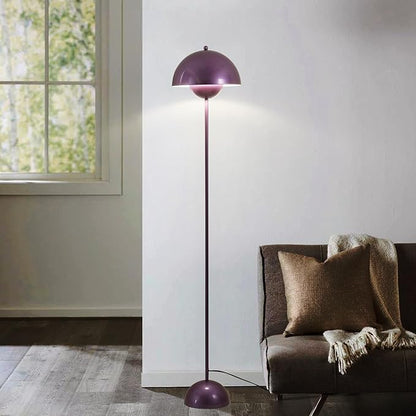 SUNLLOK Flower Pot Floor Lamp for Living Room, Metal Dome Lampshade Standing Floor Lamp with Foot Switch, Modern Reading Floor Light Fixture for Kitchen Island, Bedroom, Restaurant (Purple)