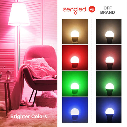 Sengled Light Bulb, S1 Auto Pairing with Alexa Devices, Color Changing , Smart Light that Work with , Bluetooth Mesh Smart Home Lighting, E26 60W Equivalent, 800LM, 4 Count (Pack of 1)