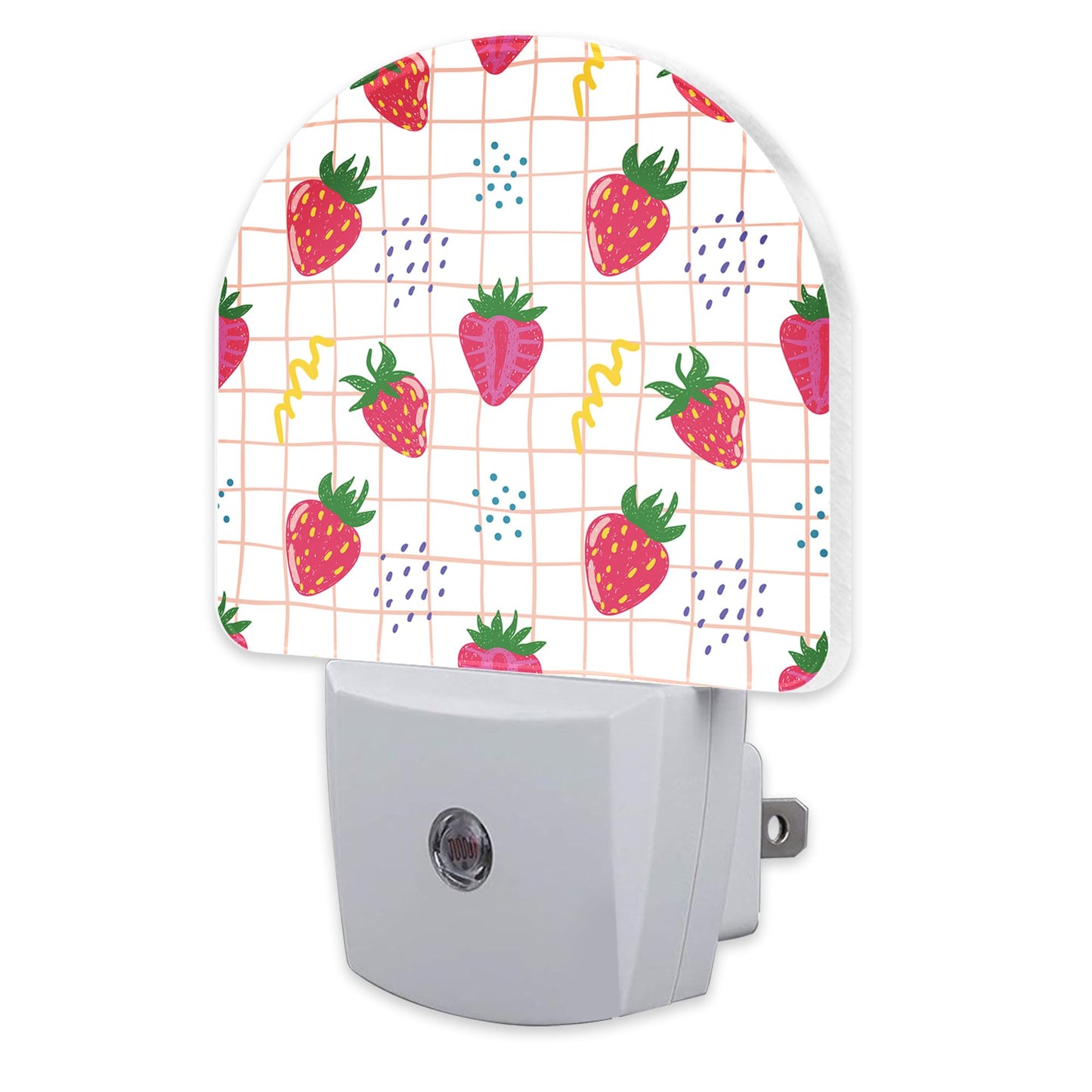 sndheke Cute Red Strawberries Night Light Plug into Wall, Abstract Funny Fruits Dusk to Dawn Night Light Plug in,0.5w Energy Saving Sleep Friendly NightLight for Kids Boys Girls Home Decor